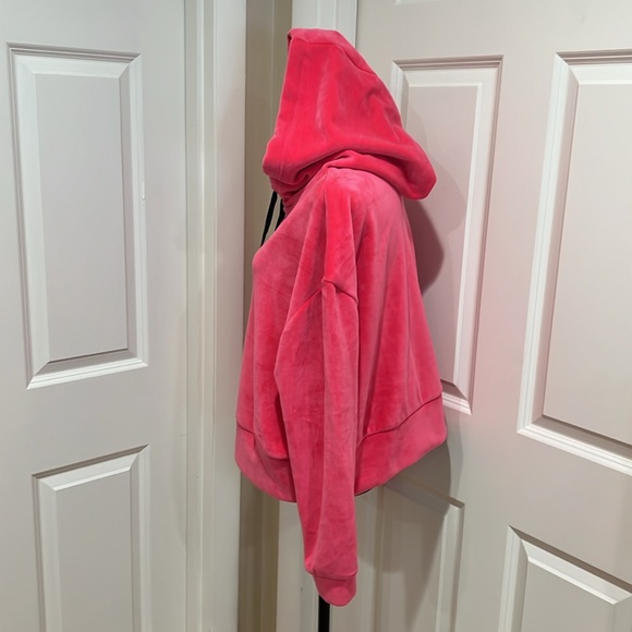 FOR THE REPUBLIC, women’s, large, hot pink, velour, drawstring, hoodie. - Picture 3 of 5
